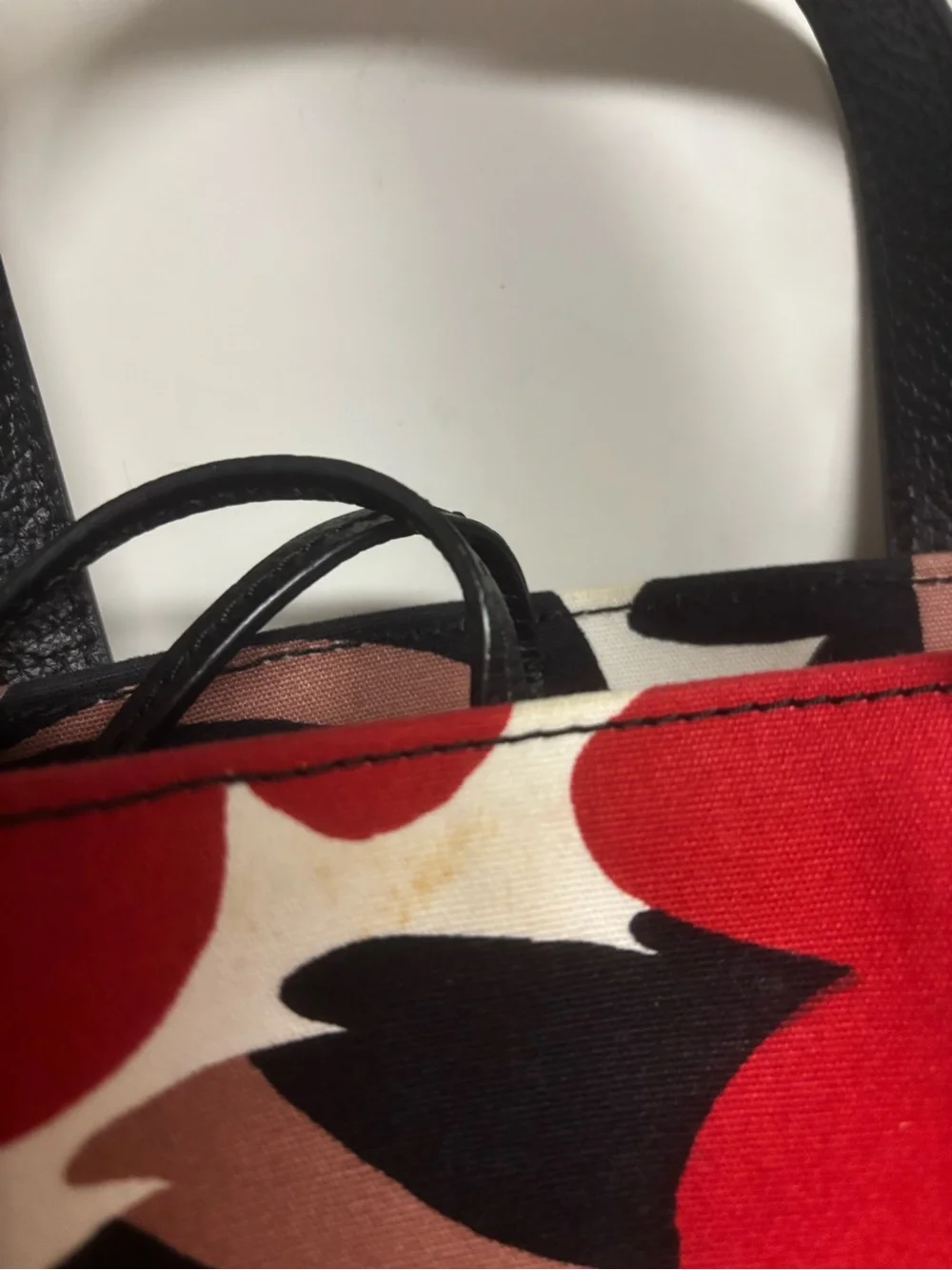 Floral Print Red Canvas Tote with Removable Strap